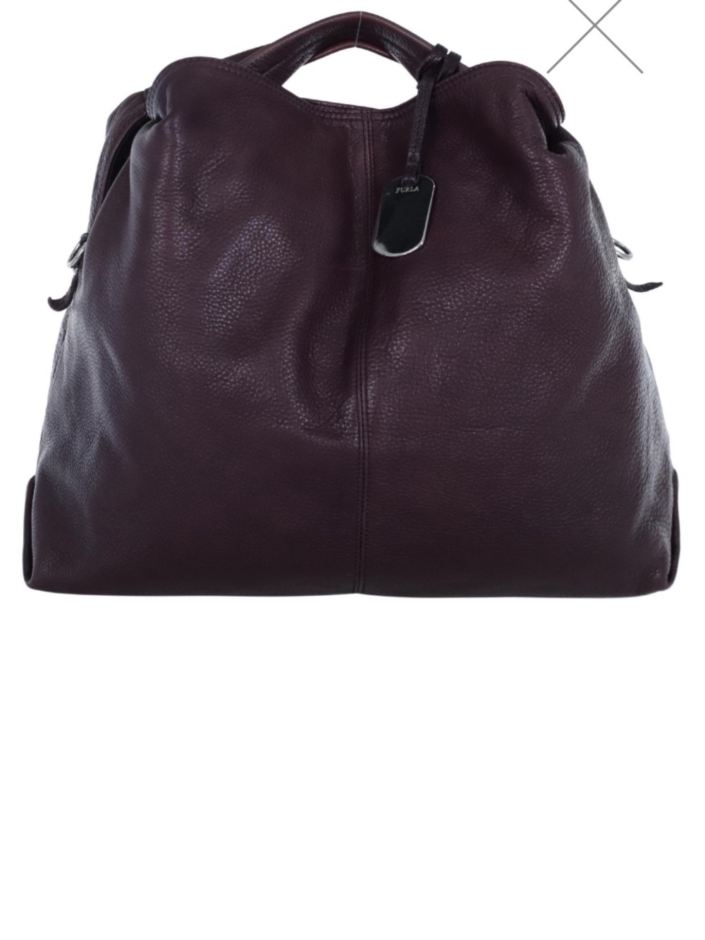 Furla Deep Plum Pebbled Leather Tote